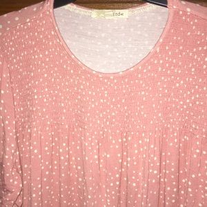 Rewind pale mauve soft polka dot long sleeve lace